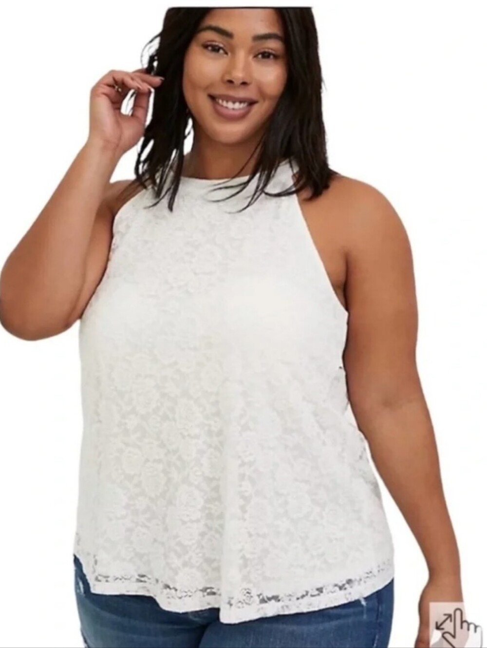 Torrid White  Lace Goddess High Neck Tank Top Size 00/10